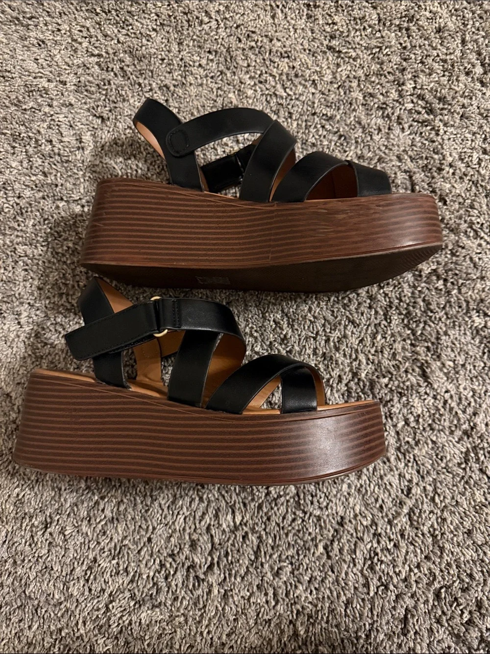 Black Platform Strappy Sandals